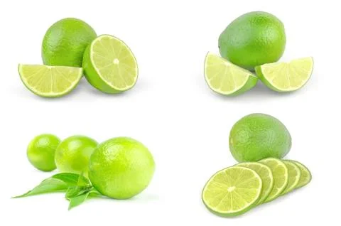 Collage of limes on a background Stock Photos