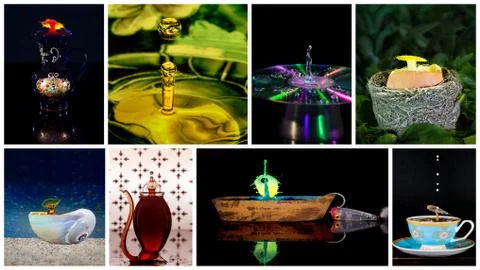 Collage Of Liquid Drop Art Stock Photos