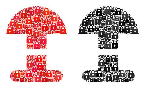 Collage of Locks for Alarm Button Icon Stock Illustration