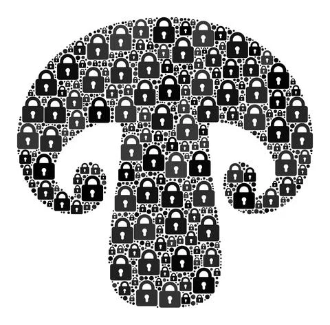 Collage of Locks for Champignon Icon Stock Illustration