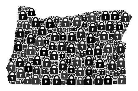 Collage of Locks for Map of Oregon State Stock Illustration
