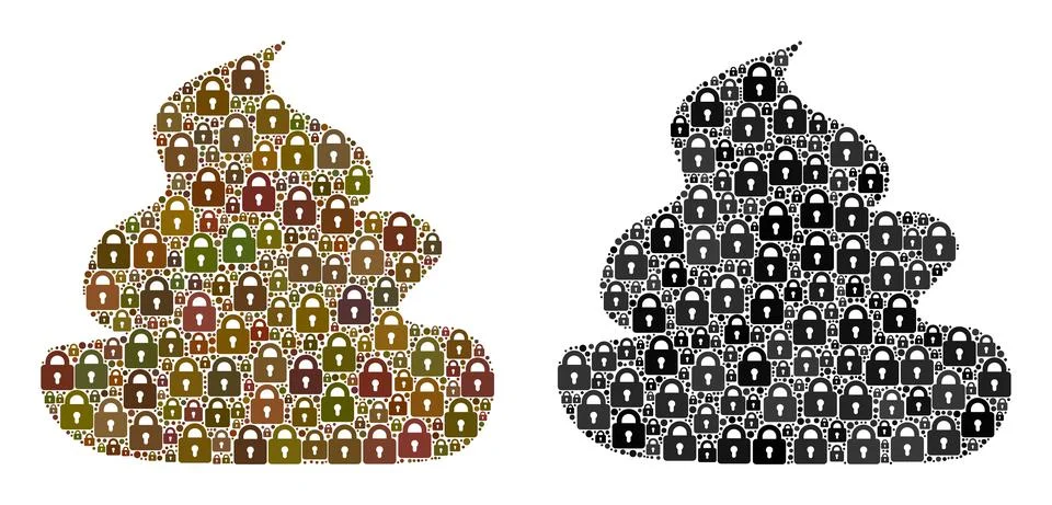 Collage of Locks for Shit Icon Stock Illustration
