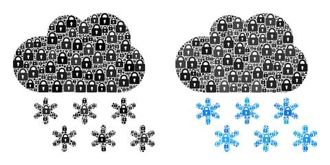 Collage of Locks for Snow Cloud Icon Stock Illustration