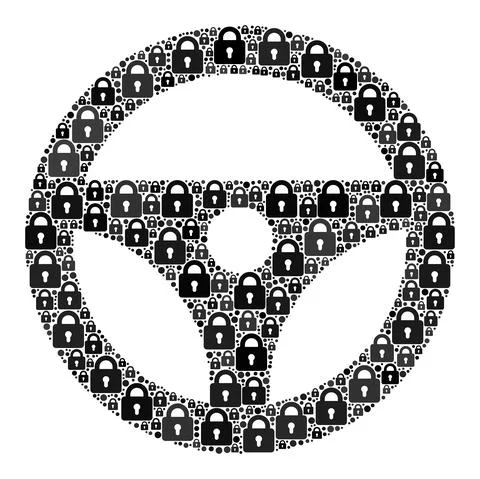 Collage of Locks for Steering Wheel Icon Stock Illustration