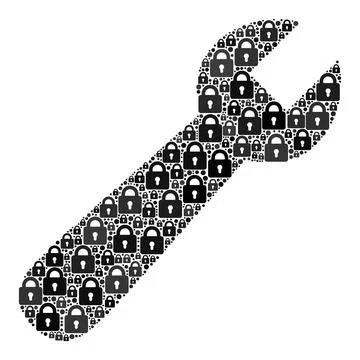 Collage of Locks for Wrench Icon Stock Illustration