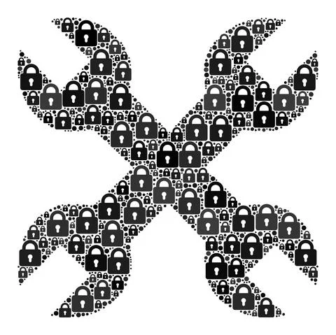 Collage of Locks for Wrenches Icon 스톡 일러스트