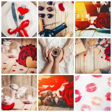 Collage of love and romance. Selective focus. Stock-Fotos