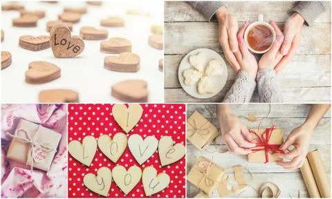 Collage of love and romance. Selective focus. Foto stock