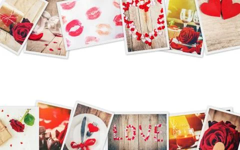 Collage of love and romance. Selective focus. Stock Photos