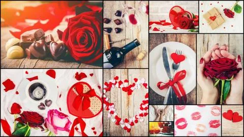 Collage of love and romance. Selective focus. Foto stock