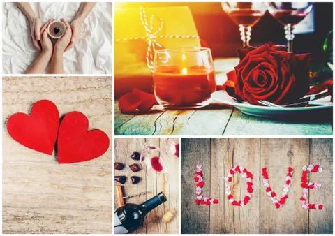 Collage of love and romance. Selective focus. Stock-Fotos