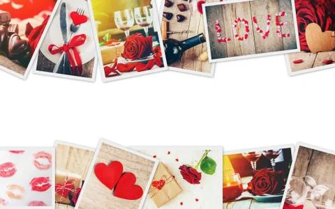 Collage of love and romance. Selective focus. Stock Photos
