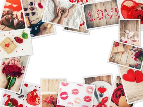 Collage of love and romance. Selective focus. Stock Photos