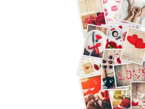 Collage of love and romance. Selective focus. Stock Photos