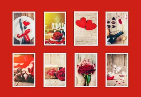 Collage of love and romance. Selective focus. Stock-Fotos