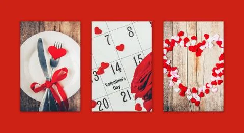 Collage of love and romance. Selective focus. Stock-Fotos