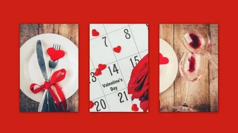 Collage of love and romance. Selective focus. Stock Photos