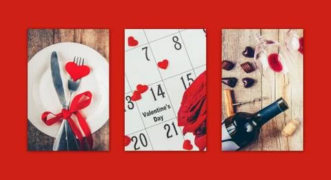 Collage of love and romance. Selective focus. Stock Photos