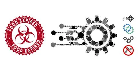 Collage Machine Learning Icon with Distress Food Expired Stamp Illustrazione stock