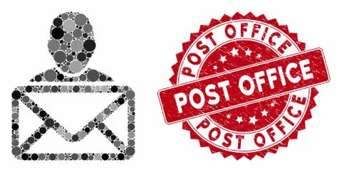 Collage Mail Recipient with Distress Post Office Seal Stock Illustration
