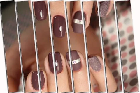 Collage manicure nail design Stock Photos