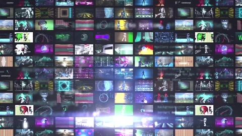 Collage with many different 3d render animations using high technology. Set  Stock-Footage 246677870