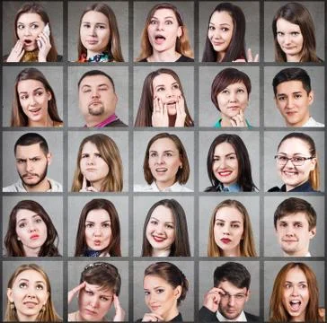 Collage of many different people Stock Photos
