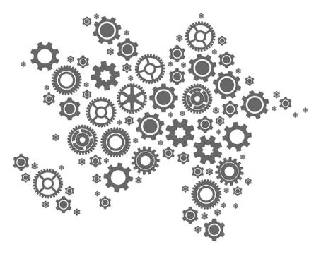 Collage Map Of Azerbaijan with Cogs Stock Illustration