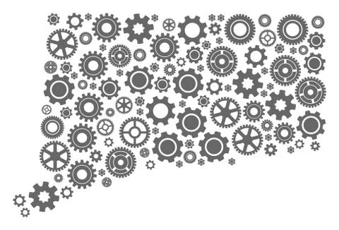 Collage Map of Connecticut State with Cogs Stock Illustration
