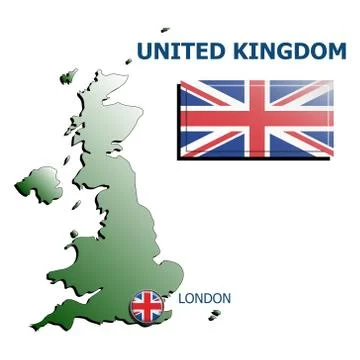 Collage map flag badge uk Illustrazione stock