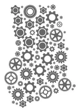 Collage Map Of Ghana with Cogs Stock Illustration