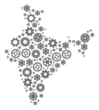 Collage Map Of India with Gears Stock Illustration