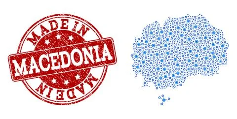 Collage Map of Macedonia with System Integration and Made In Grunge Stamp Stock Illustration