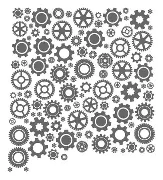 Collage Map of New Mexico State with Gear Wheels Stock Illustration