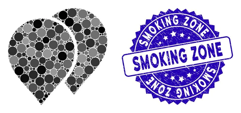 Collage Map Pointers Icon with Distress Smoking Zone Seal Illustrazione stock