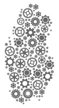 Collage Map Of Qatar with Cogs Stock Illustration