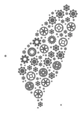 Collage Map Of Taiwan with Cogs Stock Illustration