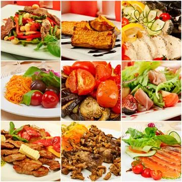 Collage with meals Stock Illustration