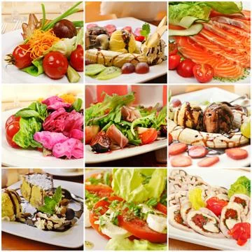 Collage with meals Foto stock