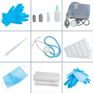 Collage of medical objects Stock Photos