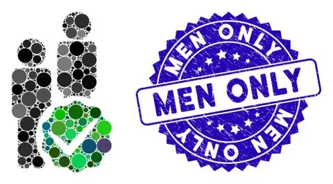 Collage Men Only Icon with Textured Men Only Stamp Stock Illustration
