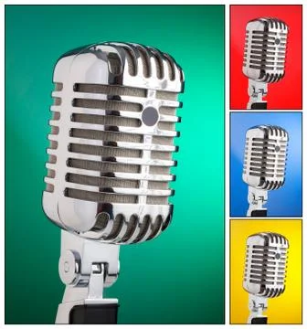 Collage of microphones Stock Photos