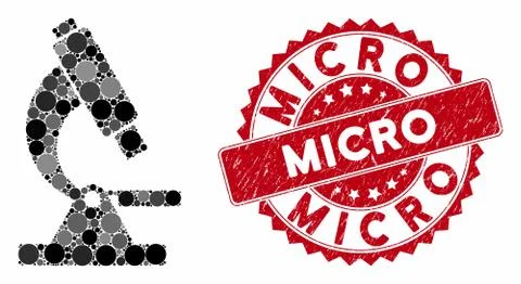 Collage Microscope with Scratched Micro Seal Stock Illustration
