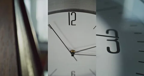 Collage of Minimalist Wall Clock and Classic Wooden Metronome with Swinging Stock Footage 317838787