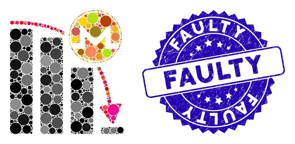 Collage Monero Panic Fall Chart Icon with Textured Faulty Seal Stock Illustration