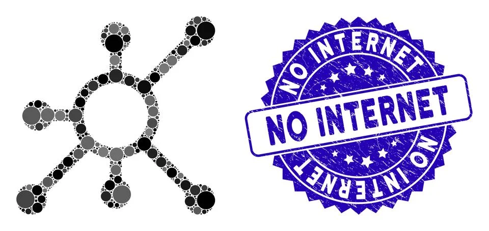 Collage Network Node Icon with Distress No Internet Seal Stock Illustration