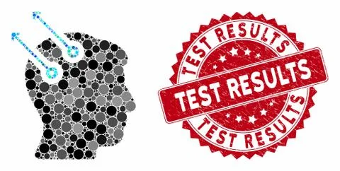 Collage Neural Interface Plugs with Textured Test Results Stamp Stock Illustration