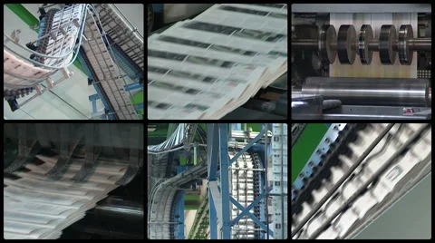 Collage of newspapers printing. Machine print daily paper press Stock Footage 57195838