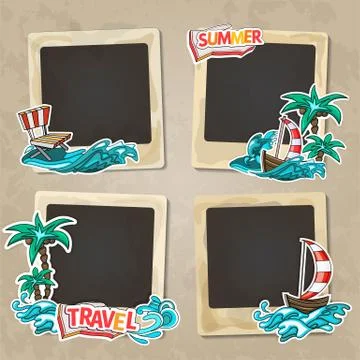 Collage of nice photo frame Stock Illustration