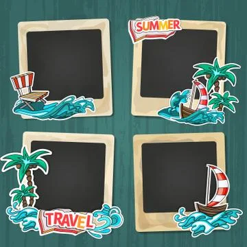 Collage of nice photo frame Stock Illustration